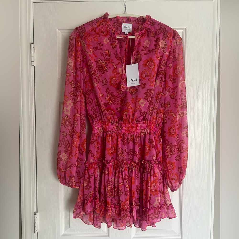 Misa Los Angeles Pink Floral Mini Dress